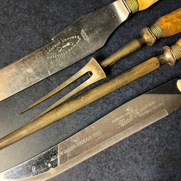 Vintage Sheffield England Knives, Carving Set - Picture 2 of 3